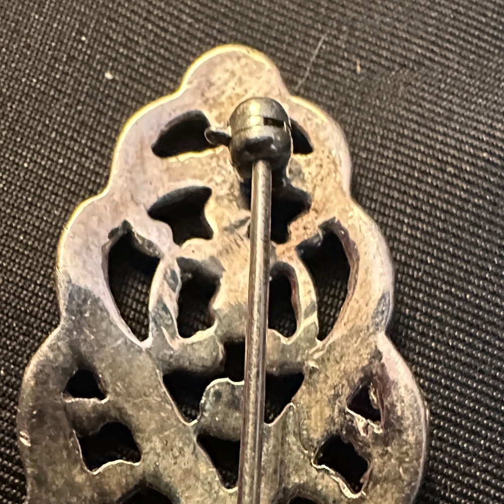 Vintage Art Deco Sterling Marcasite Intricate Filigree Bar Pin Brooch - Picture 6 of 7